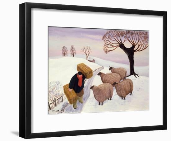 Carrying Hay to the Sheep in Winter-Margaret Loxton-Framed Giclee Print