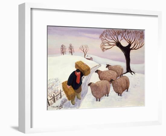 Carrying Hay to the Sheep in Winter-Margaret Loxton-Framed Giclee Print