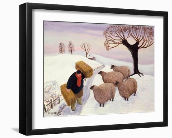 Carrying Hay to the Sheep in Winter-Margaret Loxton-Framed Giclee Print