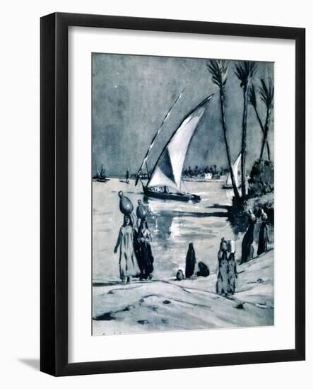 Carrying Water from the Nile, Cairo, Egypt, 1928-Louis Cabanes-Framed Giclee Print