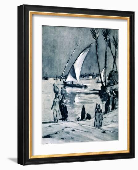 Carrying Water from the Nile, Cairo, Egypt, 1928-Louis Cabanes-Framed Giclee Print