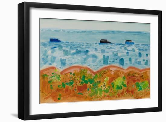 Cars and Saltbush, Australia (Watercolour)-David Alan Redpath Michie-Framed Giclee Print