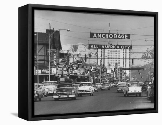 Cars Driving Through City-Nat Farbman-Framed Premier Image Canvas