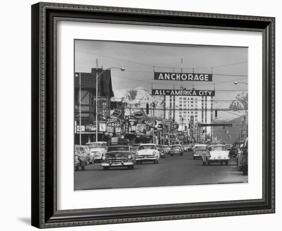 Cars Driving Through City-Nat Farbman-Framed Photographic Print