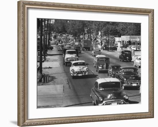 Cars Filling the Roadway on Route 1 Between Washington and Baltimore-Ed Clark-Framed Premium Photographic Print