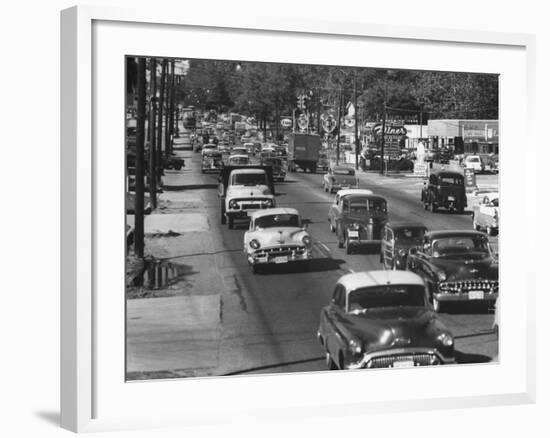 Cars Filling the Roadway on Route 1 Between Washington and Baltimore-Ed Clark-Framed Premium Photographic Print