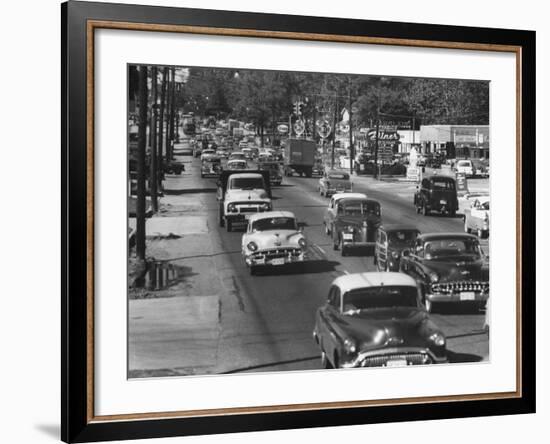 Cars Filling the Roadway on Route 1 Between Washington and Baltimore-Ed Clark-Framed Premium Photographic Print