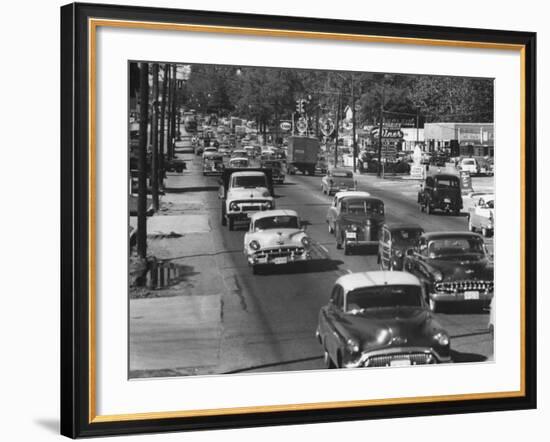 Cars Filling the Roadway on Route 1 Between Washington and Baltimore-Ed Clark-Framed Premium Photographic Print