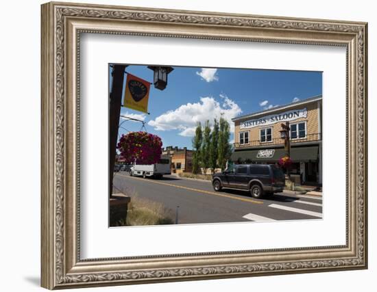 Cars in a traditional street in the historic City of Sisters in Deschutes County, Oregon, United St-Martin Child-Framed Photographic Print