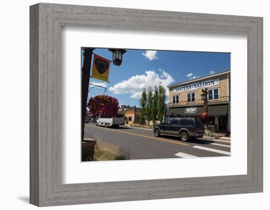 Cars in a traditional street in the historic City of Sisters in Deschutes County, Oregon, United St-Martin Child-Framed Photographic Print