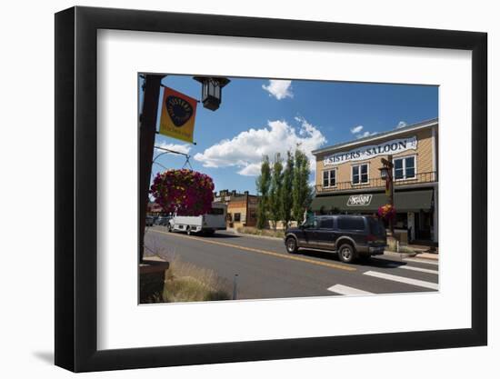 Cars in a traditional street in the historic City of Sisters in Deschutes County, Oregon, United St-Martin Child-Framed Photographic Print