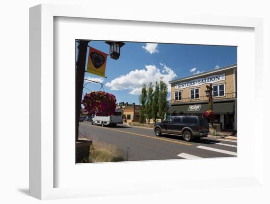 Cars in a traditional street in the historic City of Sisters in Deschutes County, Oregon, United St-Martin Child-Framed Photographic Print