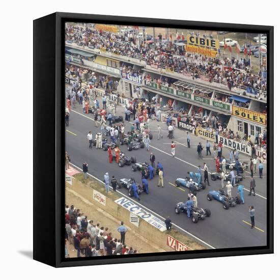 Cars Lining Up on the Starting Grid, French Grand Prix, Le Mans, France, 1967-null-Framed Premier Image Canvas