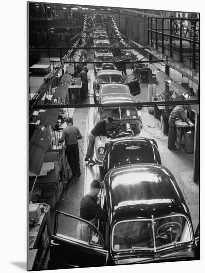 Cars Moving Down Assembly Line-Ralph Morse-Mounted Premium Photographic Print