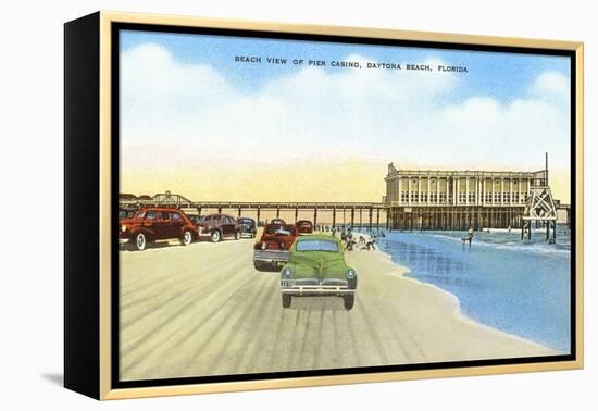 Cars on Beach, Daytona Beach, Florida-null-Framed Stretched Canvas