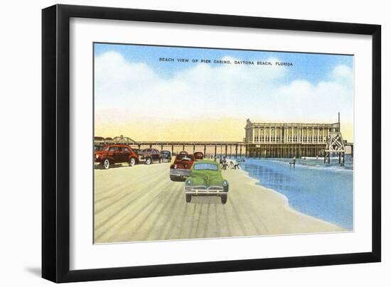 Cars on Beach, Daytona Beach, Florida-null-Framed Art Print