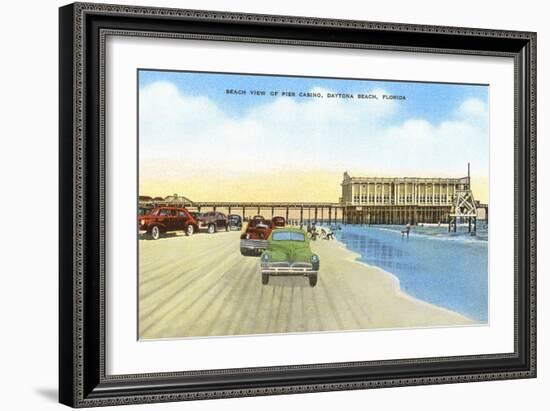 Cars on Beach, Daytona Beach, Florida-null-Framed Art Print
