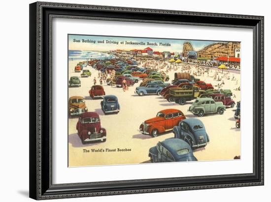 Cars on Beach, Jacksonville, Florida-null-Framed Art Print