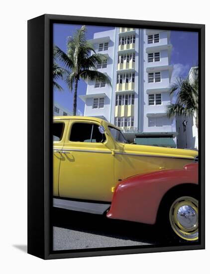 Cars on Ocean Drive, South Beach, Miami, Florida, USA-Robin Hill-Framed Premier Image Canvas