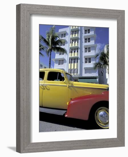 Cars on Ocean Drive, South Beach, Miami, Florida, USA-Robin Hill-Framed Photographic Print