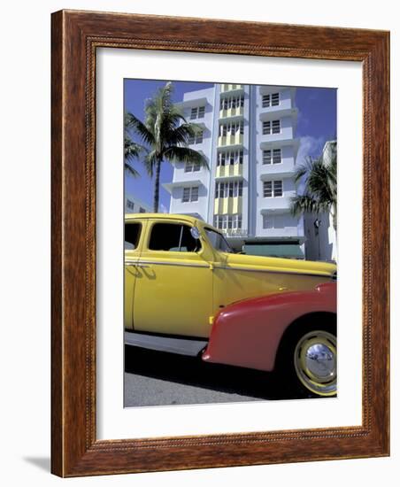 Cars on Ocean Drive, South Beach, Miami, Florida, USA-Robin Hill-Framed Photographic Print