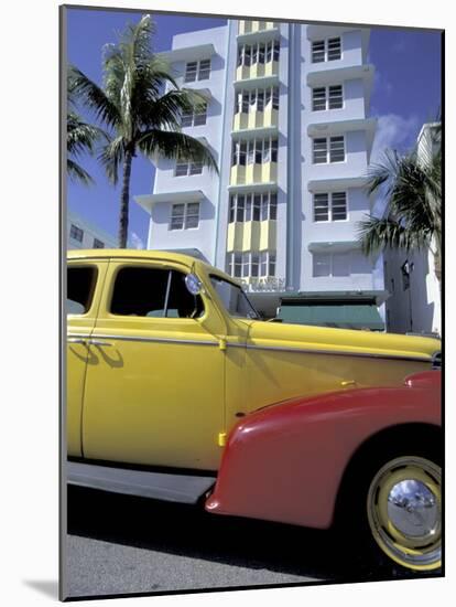 Cars on Ocean Drive, South Beach, Miami, Florida, USA-Robin Hill-Mounted Photographic Print
