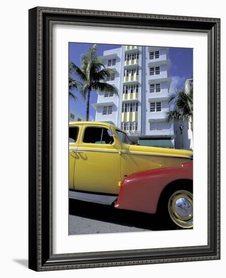 Cars on Ocean Drive, South Beach, Miami, Florida, USA-Robin Hill-Framed Photographic Print