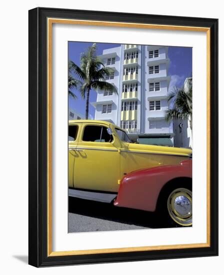 Cars on Ocean Drive, South Beach, Miami, Florida, USA-Robin Hill-Framed Photographic Print