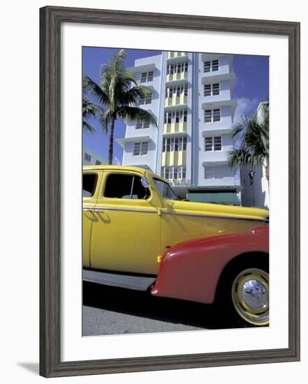 Cars on Ocean Drive, South Beach, Miami, Florida, USA-Robin Hill-Framed Photographic Print