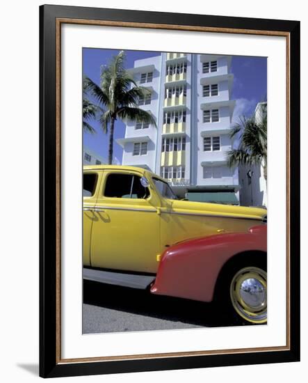 Cars on Ocean Drive, South Beach, Miami, Florida, USA-Robin Hill-Framed Photographic Print