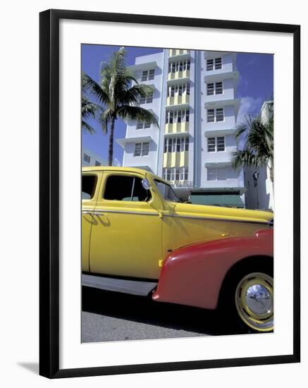 Cars on Ocean Drive, South Beach, Miami, Florida, USA-Robin Hill-Framed Photographic Print