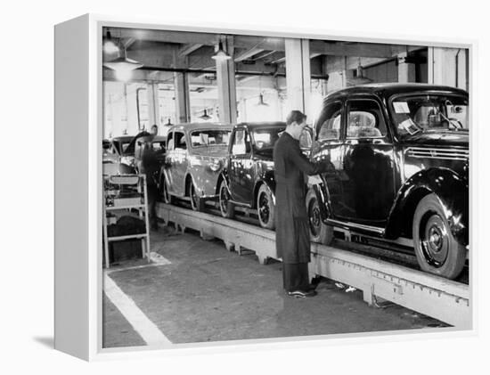 Cars on the Assembly Line at the Fiat Plant-Carl Mydans-Framed Premier Image Canvas