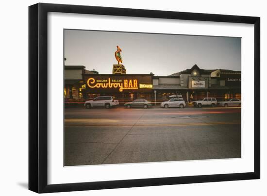 Cars Parked Near The Million Dollar Cowboy Bar In Downtown Jackson, Wyoming-Jay Goodrich-Framed Photographic Print