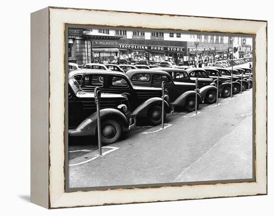 Cars Parked on Street-John Vachon-Framed Premier Image Canvas