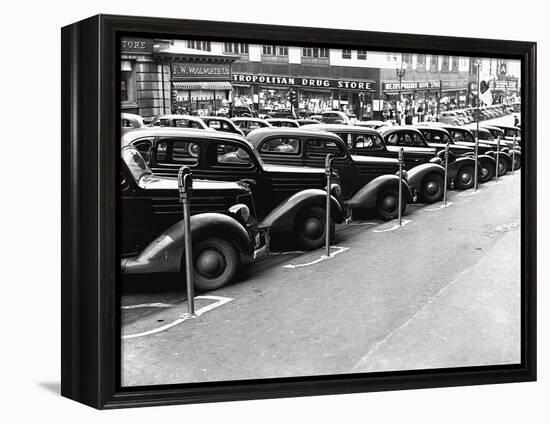 Cars Parked on Street-John Vachon-Framed Premier Image Canvas