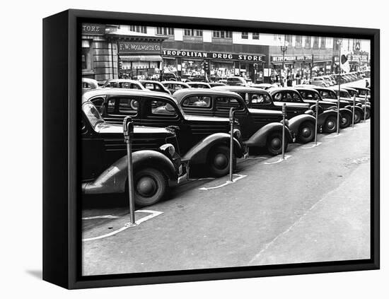 Cars Parked on Street-John Vachon-Framed Premier Image Canvas