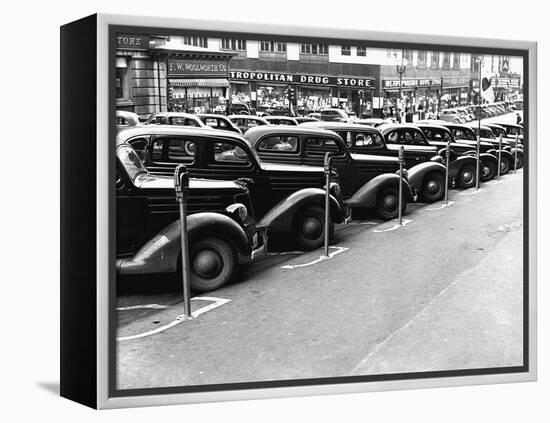 Cars Parked on Street-John Vachon-Framed Premier Image Canvas