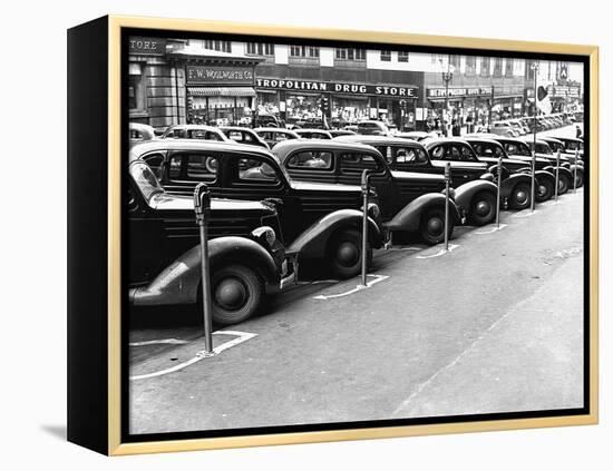 Cars Parked on Street-John Vachon-Framed Premier Image Canvas