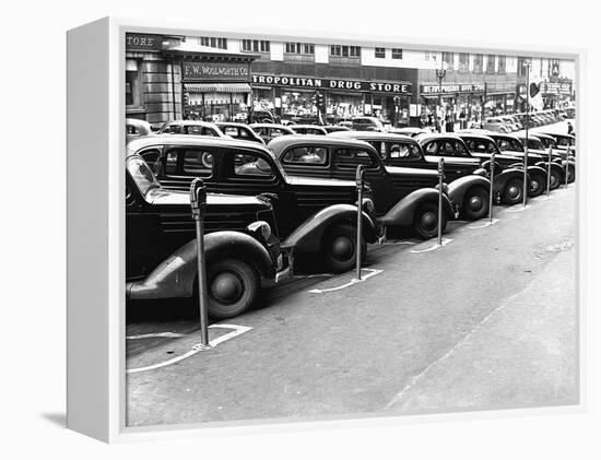 Cars Parked on Street-John Vachon-Framed Premier Image Canvas