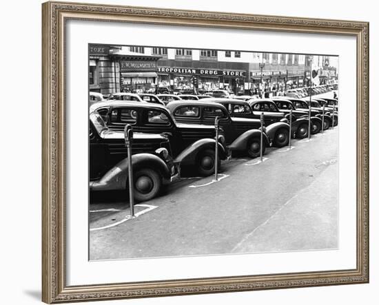 Cars Parked on Street-John Vachon-Framed Photographic Print