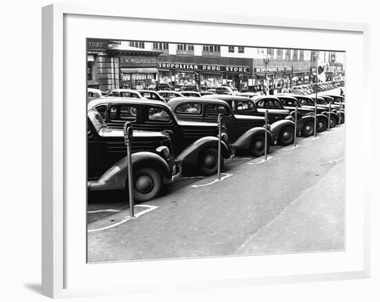 Cars Parked on Street-John Vachon-Framed Photographic Print