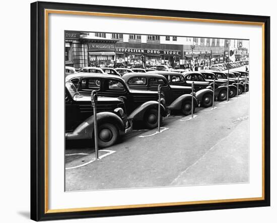 Cars Parked on Street-John Vachon-Framed Photographic Print