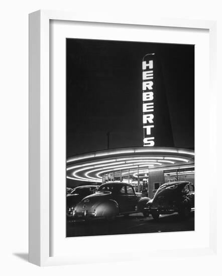 Cars Sitting Outside of a Drive-In Restaurant-Nina Leen-Framed Photographic Print