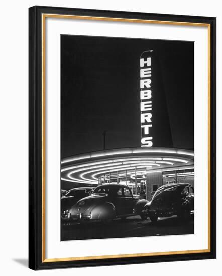 Cars Sitting Outside of a Drive-In Restaurant-Nina Leen-Framed Photographic Print