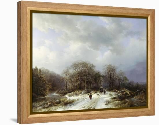 Cart on a Snowy Track-Barend Cornelis Koekkoek-Framed Premier Image Canvas