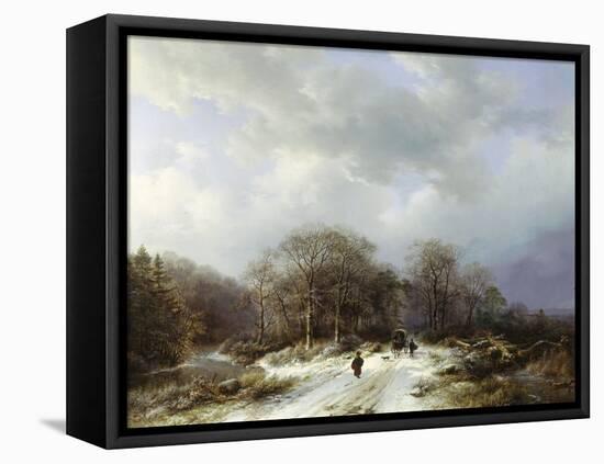 Cart on a Snowy Track-Barend Cornelis Koekkoek-Framed Premier Image Canvas