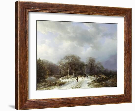 Cart on a Snowy Track-Barend Cornelis Koekkoek-Framed Giclee Print