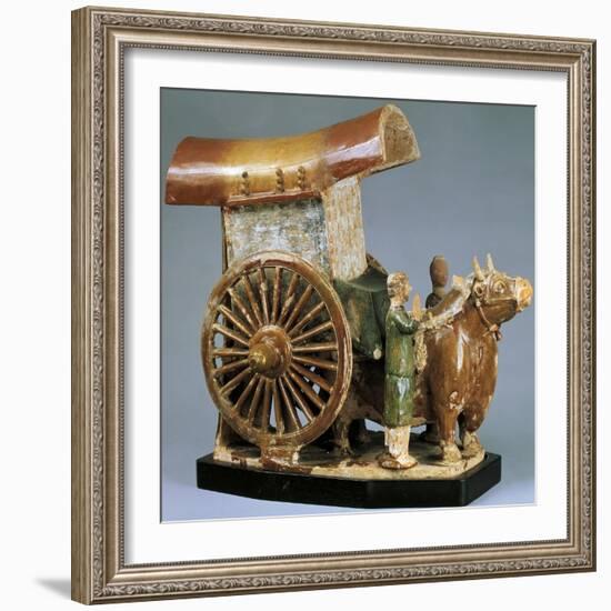 Cart Pulled by Ox, Glazed Tri-Color Pottery Funerary Model, China-null-Framed Giclee Print