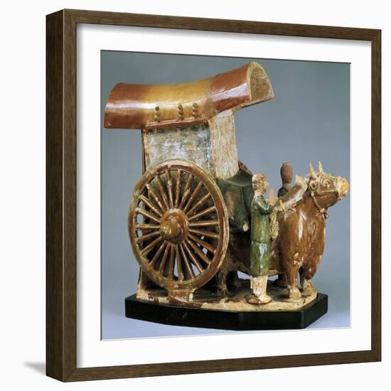 Cart Pulled by Ox, Glazed Tri-Color Pottery Funerary Model, China-null-Framed Giclee Print