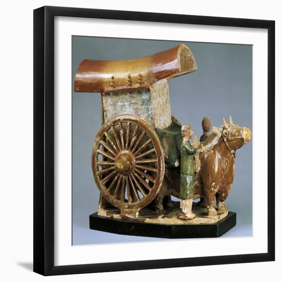 Cart Pulled by Ox, Glazed Tri-Color Pottery Funerary Model, China-null-Framed Giclee Print